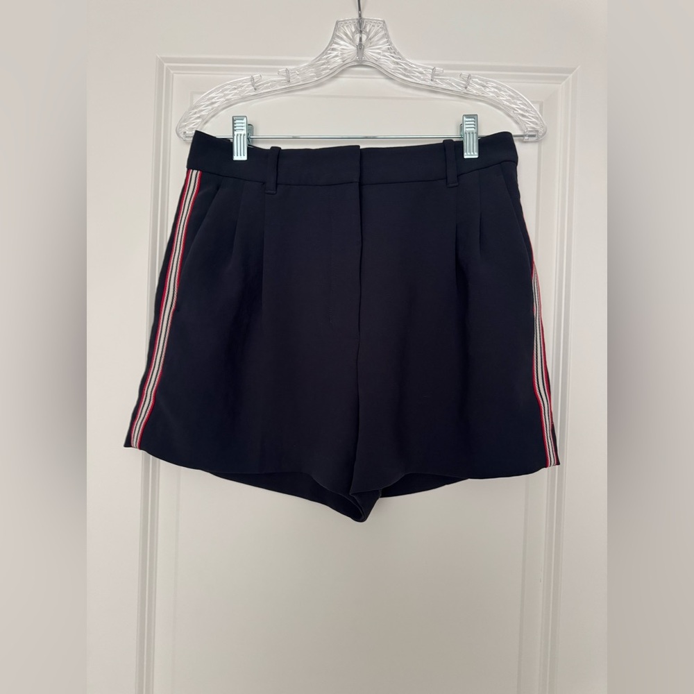 Aritzia Black High Waist Shorts with Red Stripe